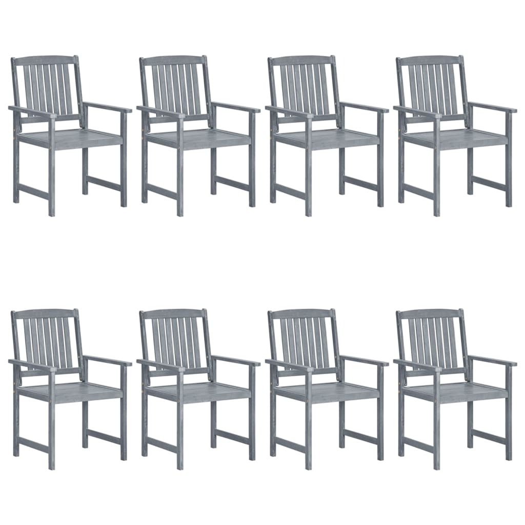 Garden Chairs 8 Pcs Solid Acacia Wood Grey