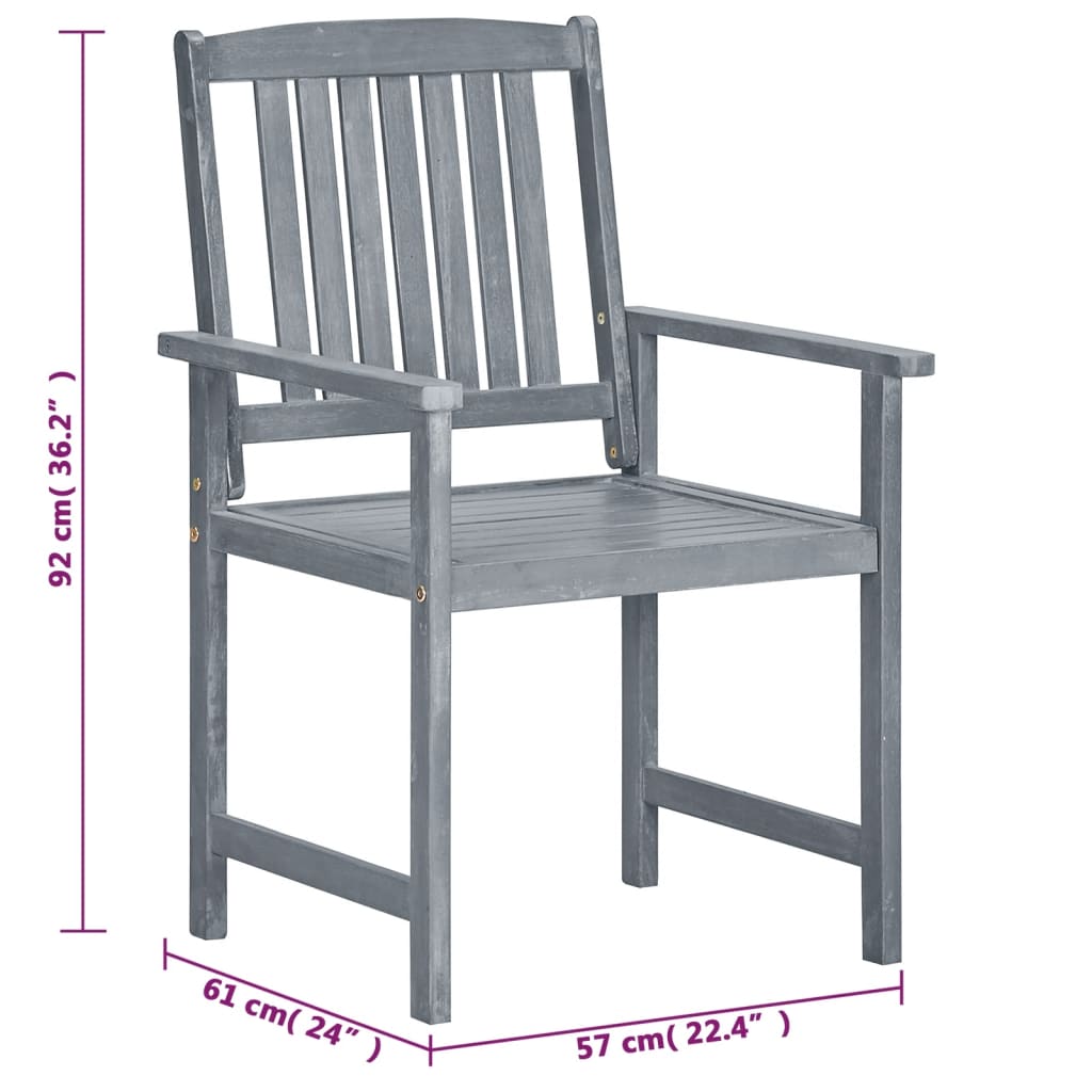 Garden Chairs 8 Pcs Solid Acacia Wood Grey