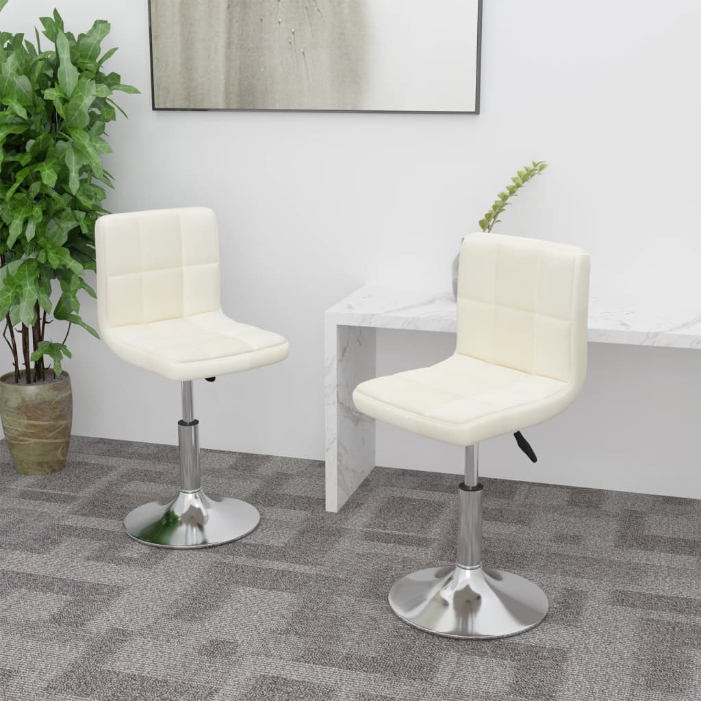 Swivel Dining Chairs 2 Pcs Cream Fabric