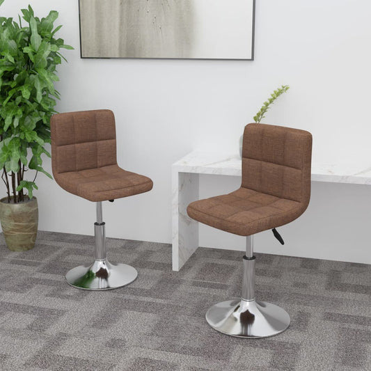 Swivel Dining Chairs 2 Pcs Brown Fabric
