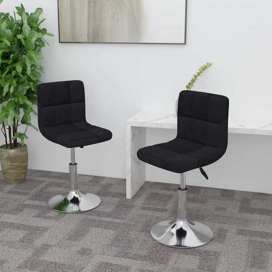 Swivel Dining Chairs 2 Pcs Black Fabric