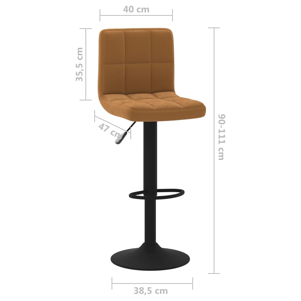 Bar Stools 2 Pcs Brown Velvet