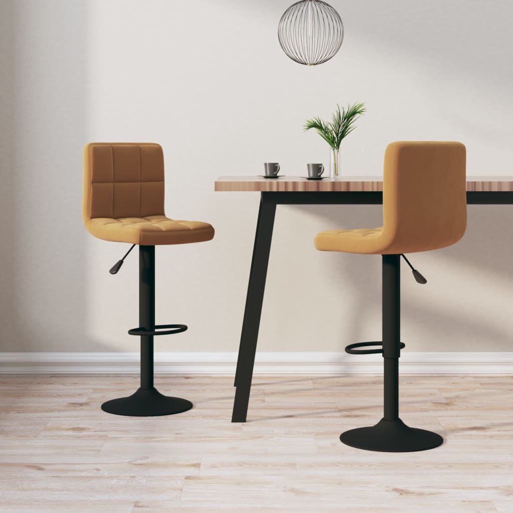 Bar Stools 2 Pcs Brown Velvet