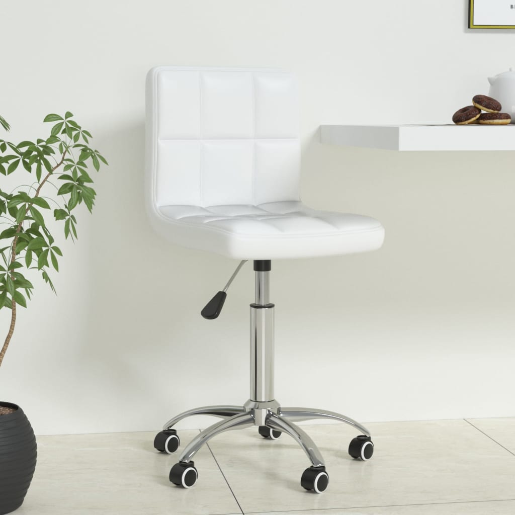 Swivel Office Chair White Faux Leather