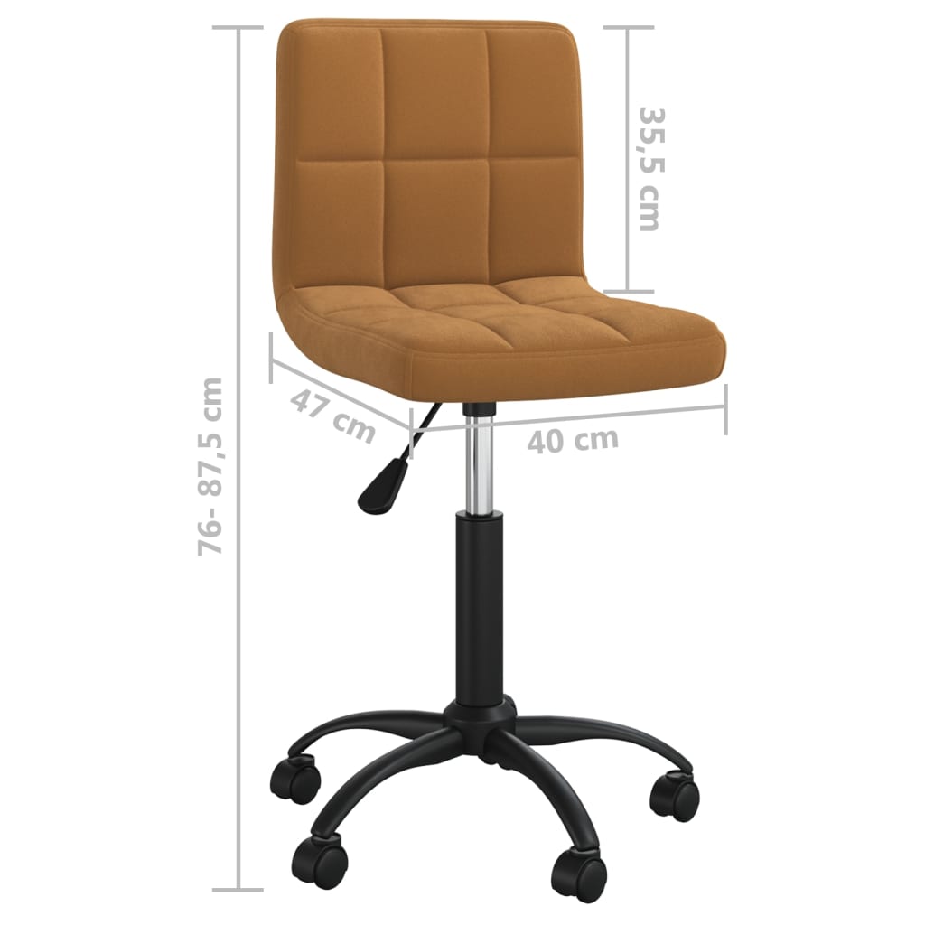 Swivel Office Chair Brown Velvet