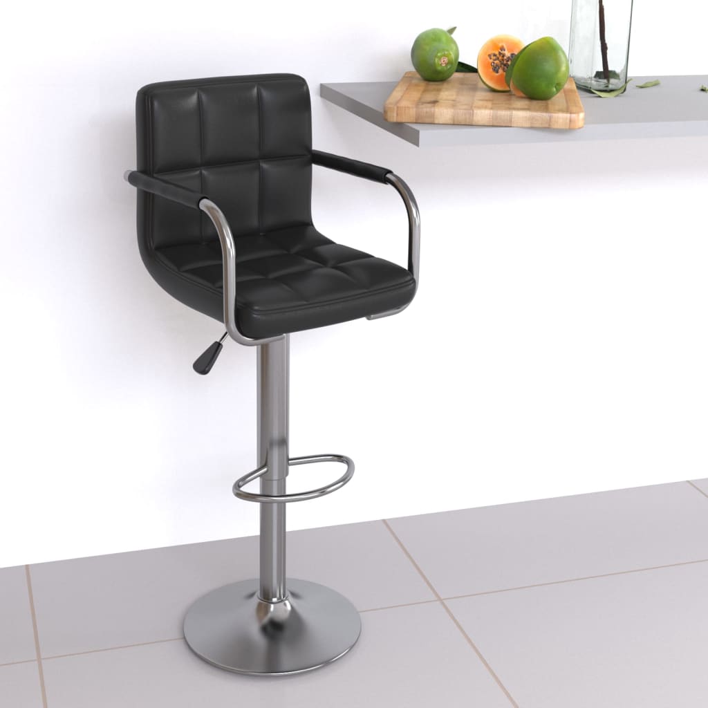 Bar Stool Black Faux Leather