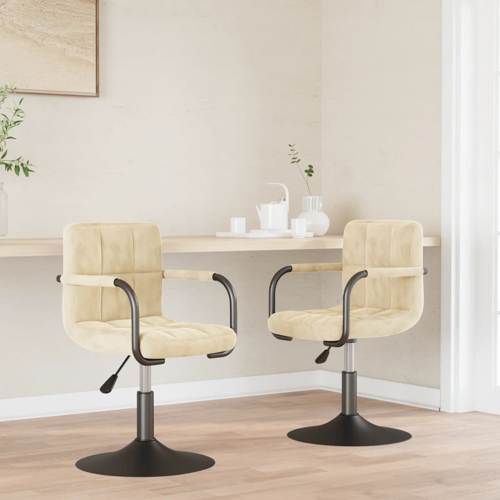 Swivel Dining Chairs 2 Pcs Cream Velvet