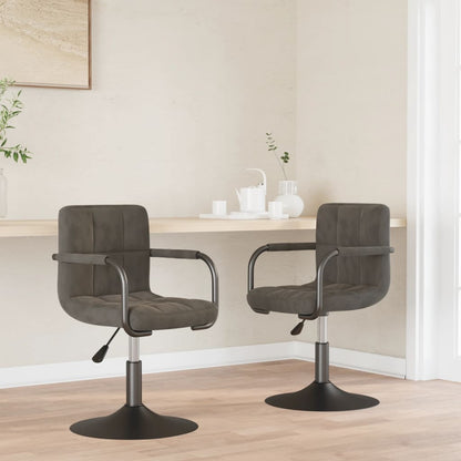 Swivel Dining Chairs 2 Pcs Dark Grey Velvet