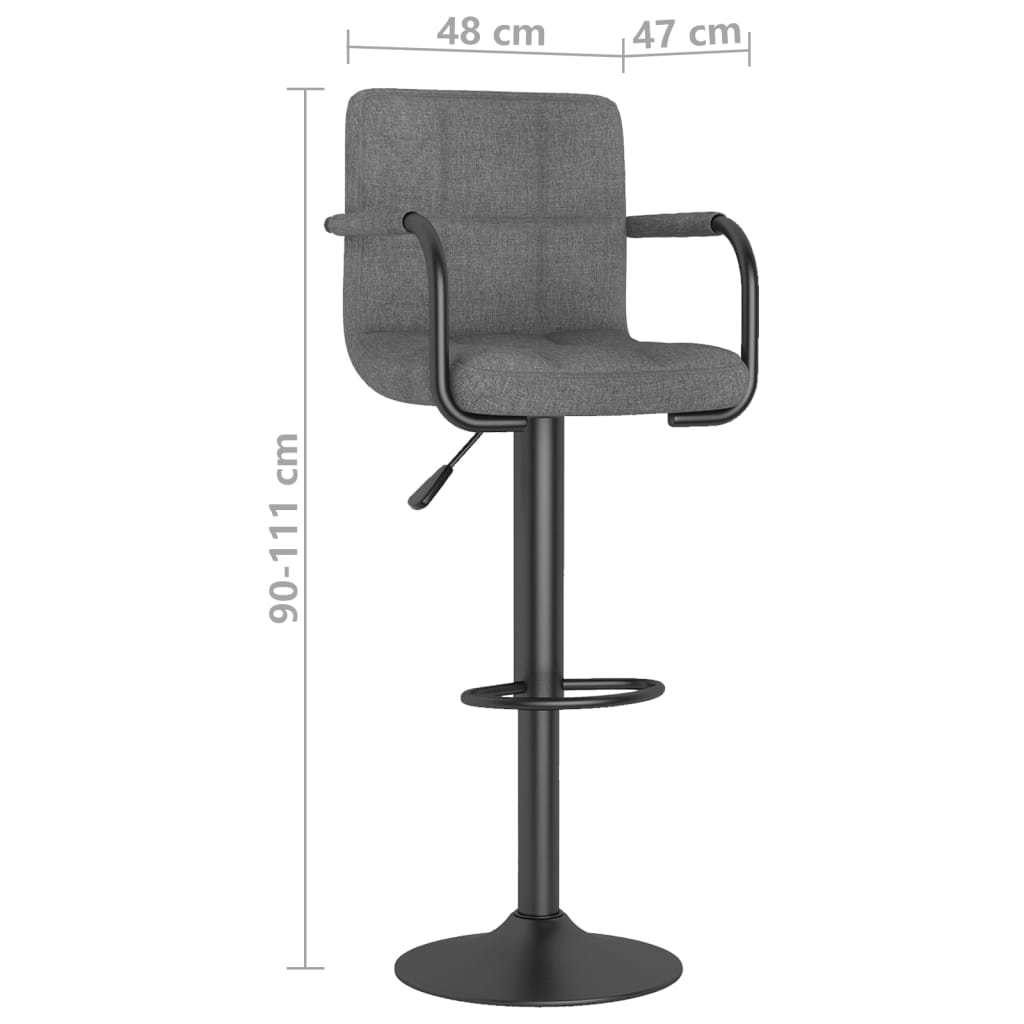 Bar Stools 2 Pcs Light Grey Fabric