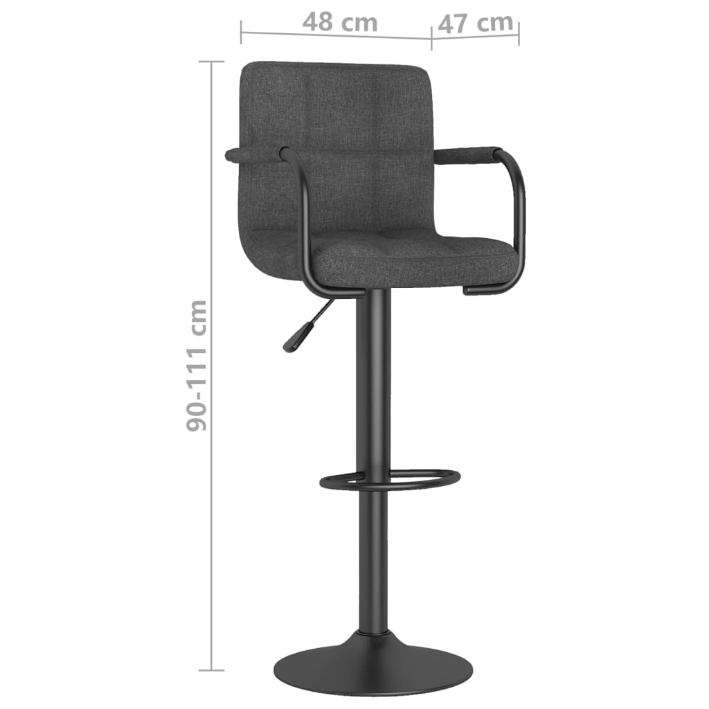 Bar Stools 2 Pcs Dark Grey Fabric