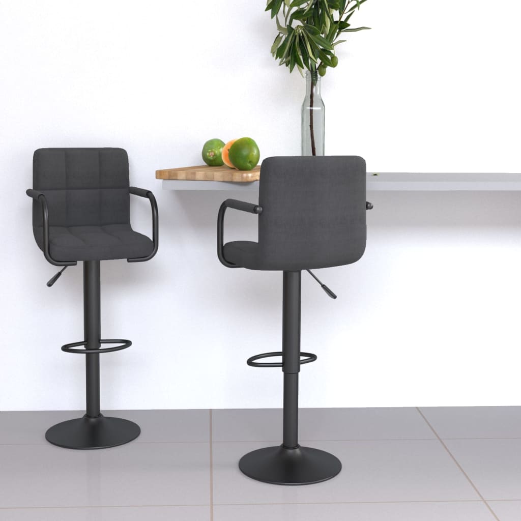 Bar Stools 2 Pcs Dark Grey Fabric