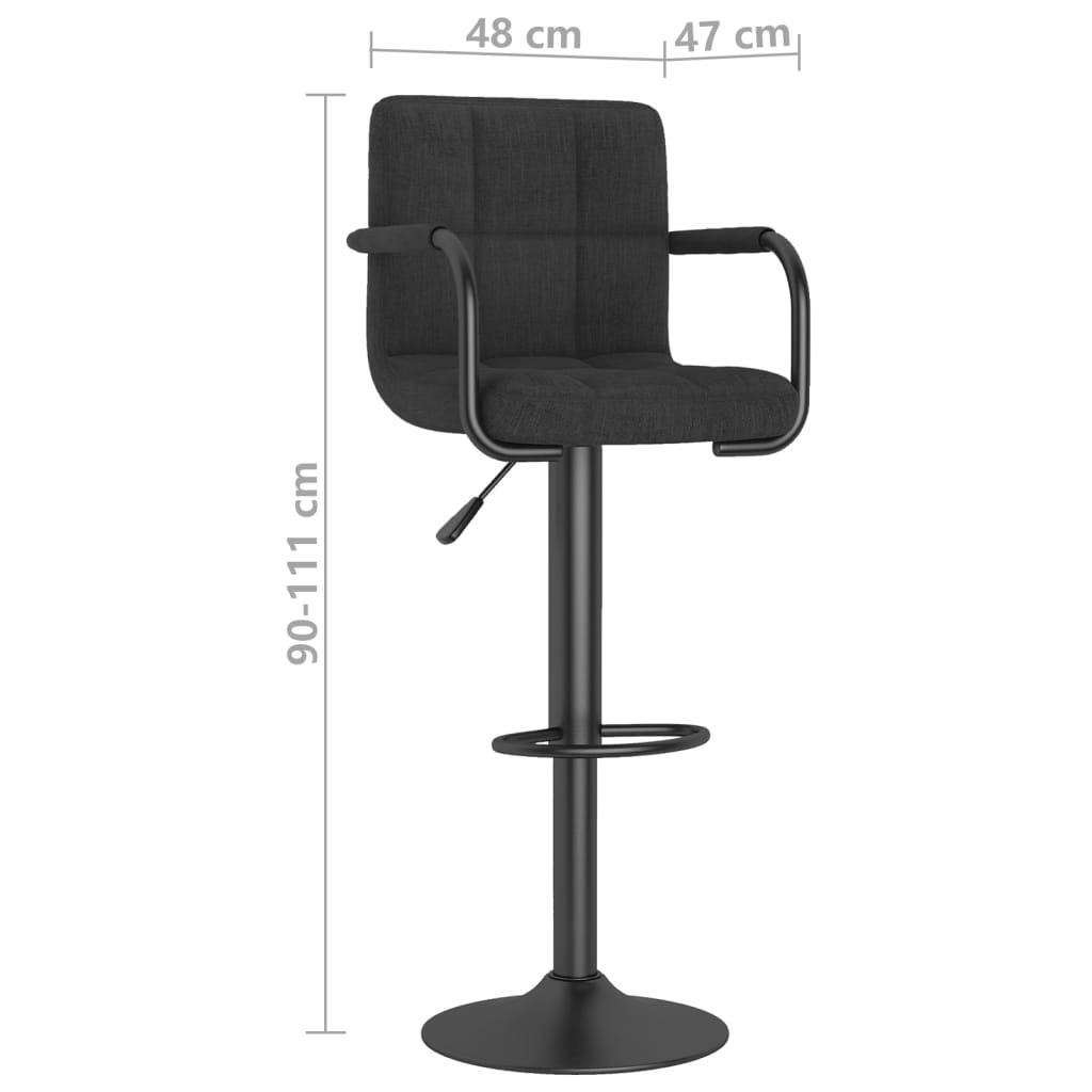 Bar Stools 2 Pcs Black Fabric