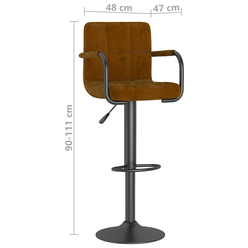 Bar Stools 2 Pcs Brown Velvet