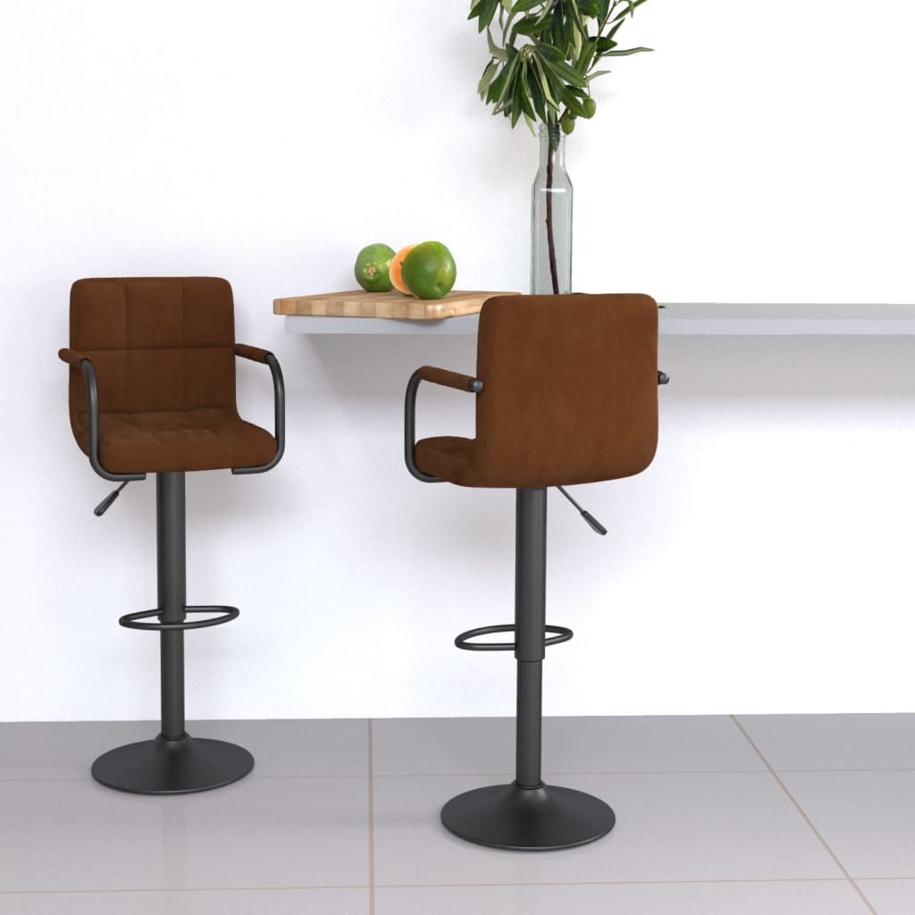 Bar Stools 2 Pcs Brown Velvet