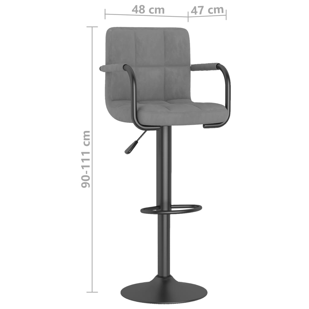 Bar Stools 2 Pcs Light Grey Velvet