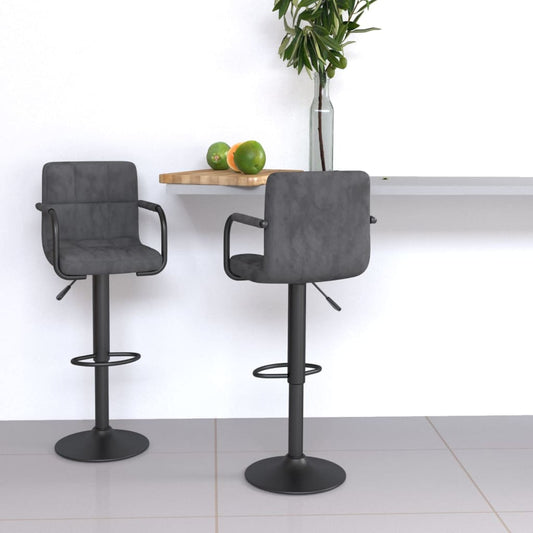 Bar Stools 2 Pcs Dark Grey Velvet