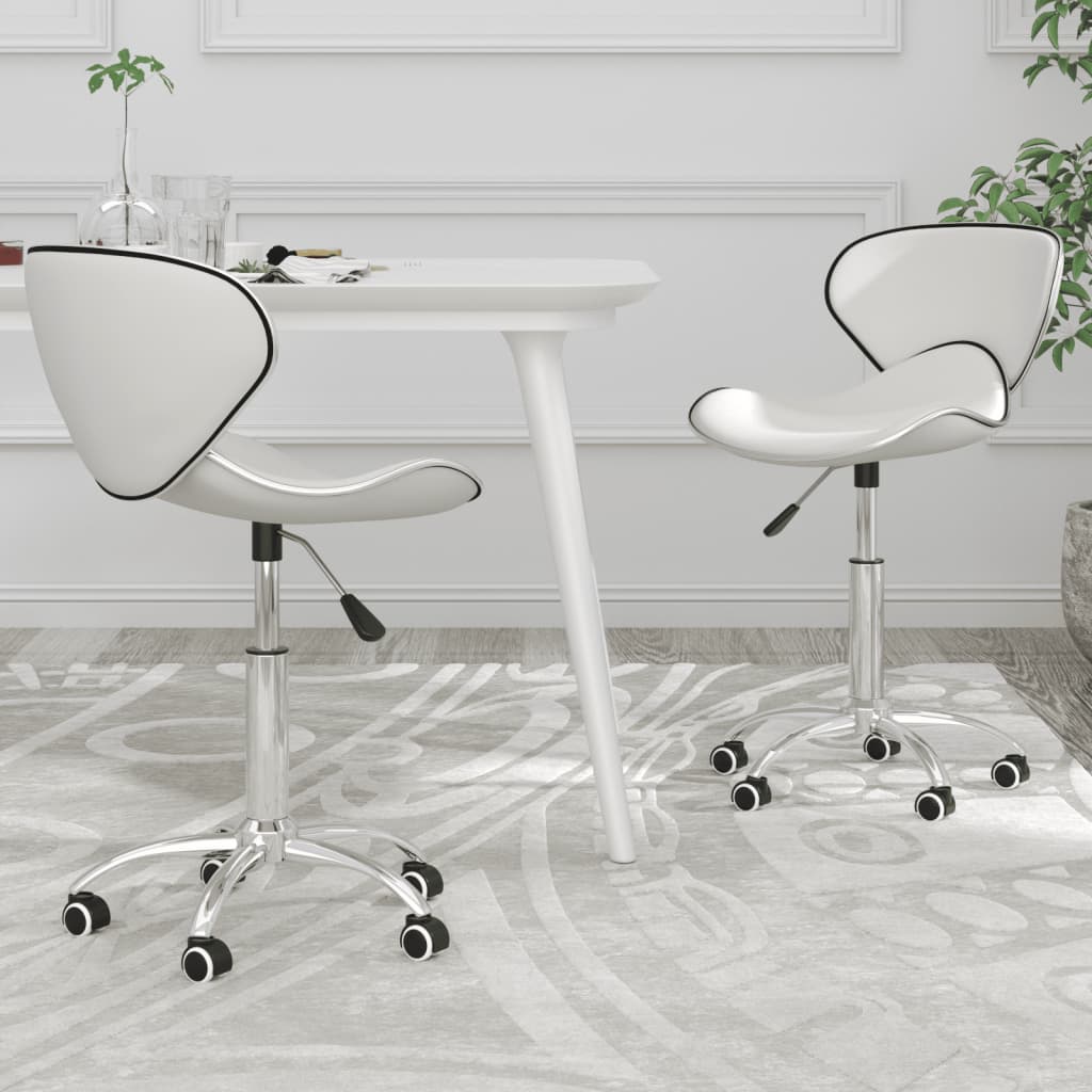 Swivel Dining Chairs 2 Pcs White Faux Leather