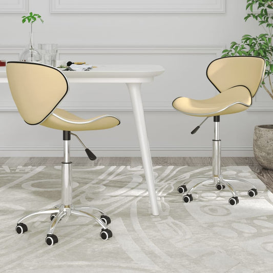 Swivel Dining Chairs 2 Pcs Cream Faux Leather