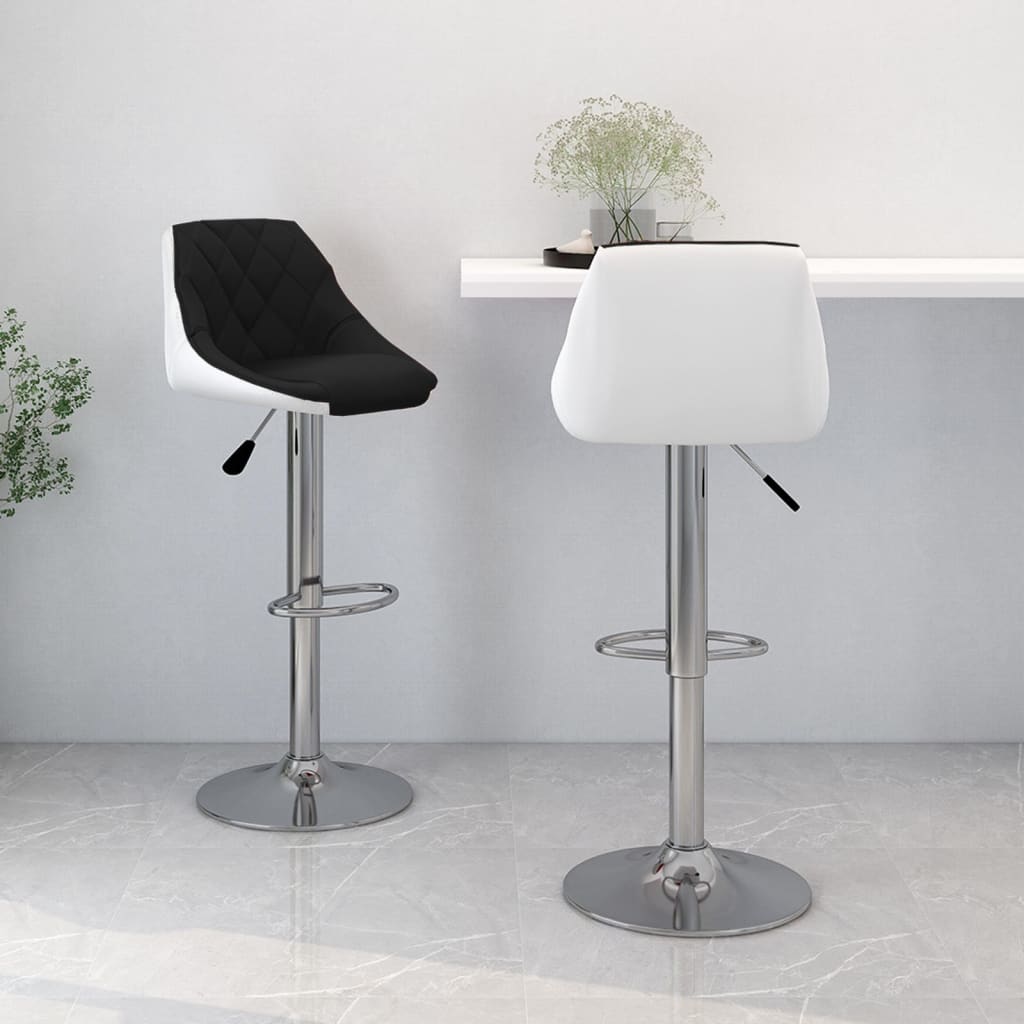 Bar Stools 2 Pcs Black And White Faux Leather