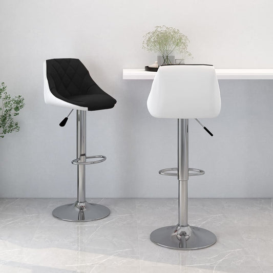 Bar Stools 2 Pcs Black And White Faux Leather