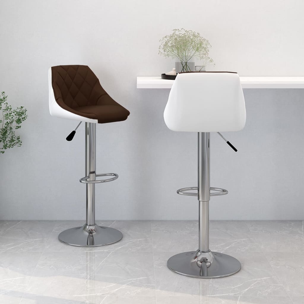 Bar Stools 2 Pcs Brown And White Faux Leather