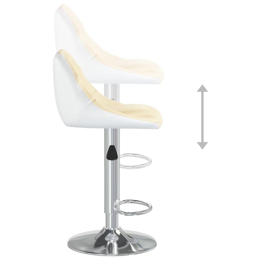 Bar Stools 2 Pcs Cream And White Faux Leather