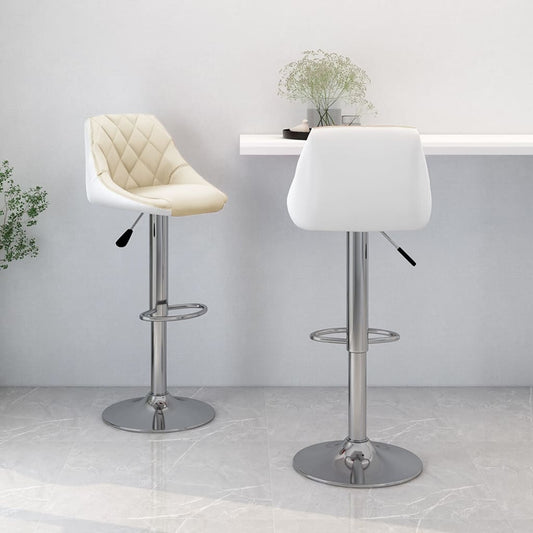 Bar Stools 2 Pcs Cream And White Faux Leather