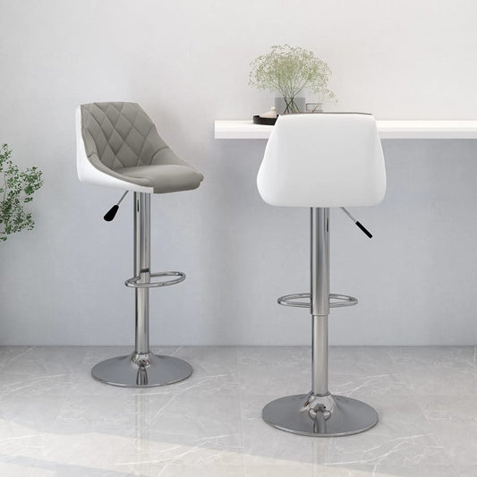 Bar Stools 2 Pcs Grey And White Faux Leather