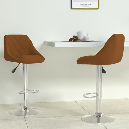 Bar Stool 2 Pcs Brown Velvet