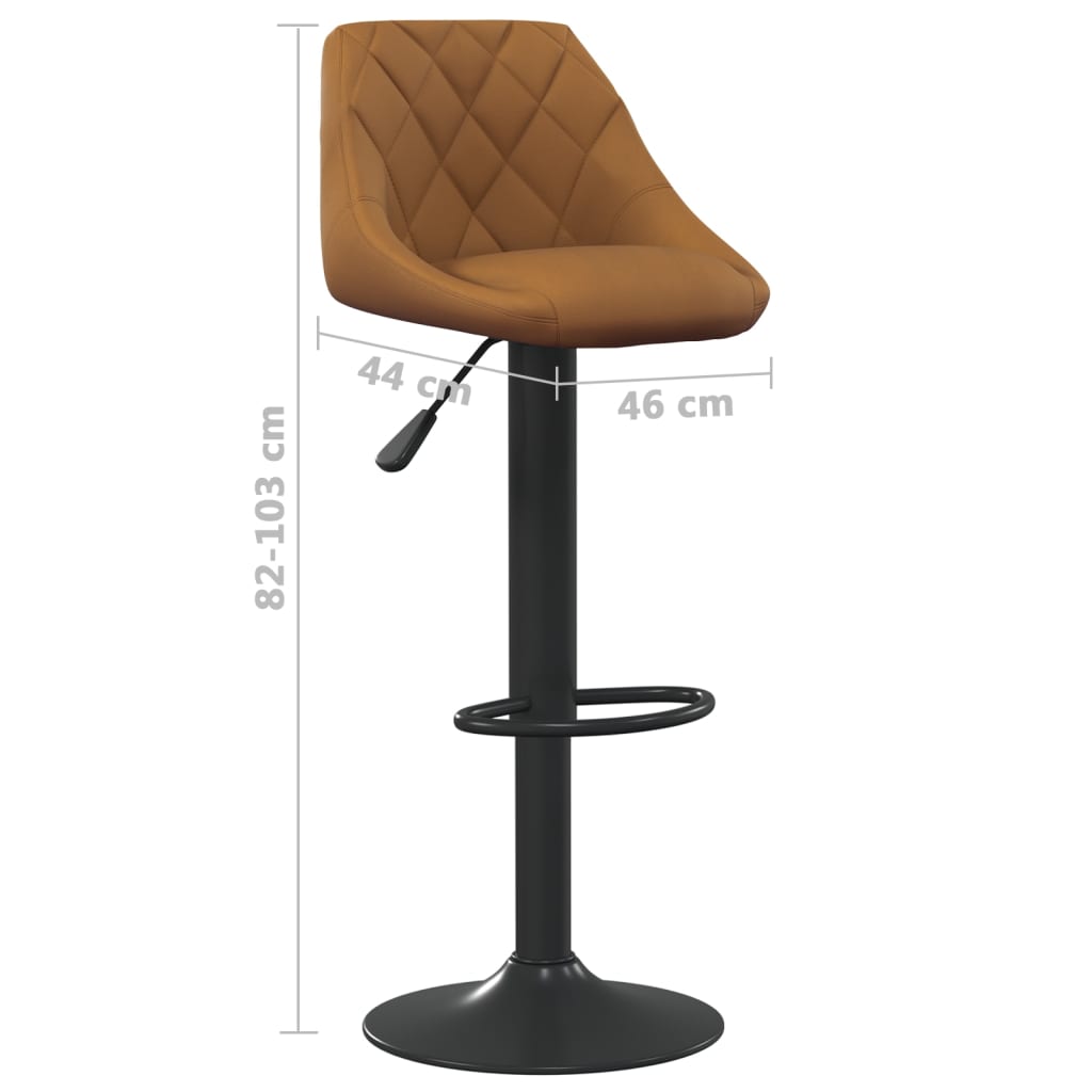 Bar Stools 2 Pcs Brown Velvet