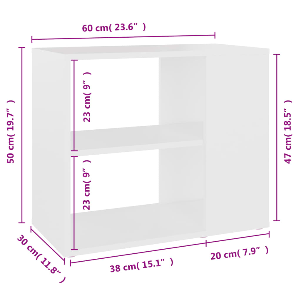 Side Cabinet White 60X30X50 Cm Engineered Wood