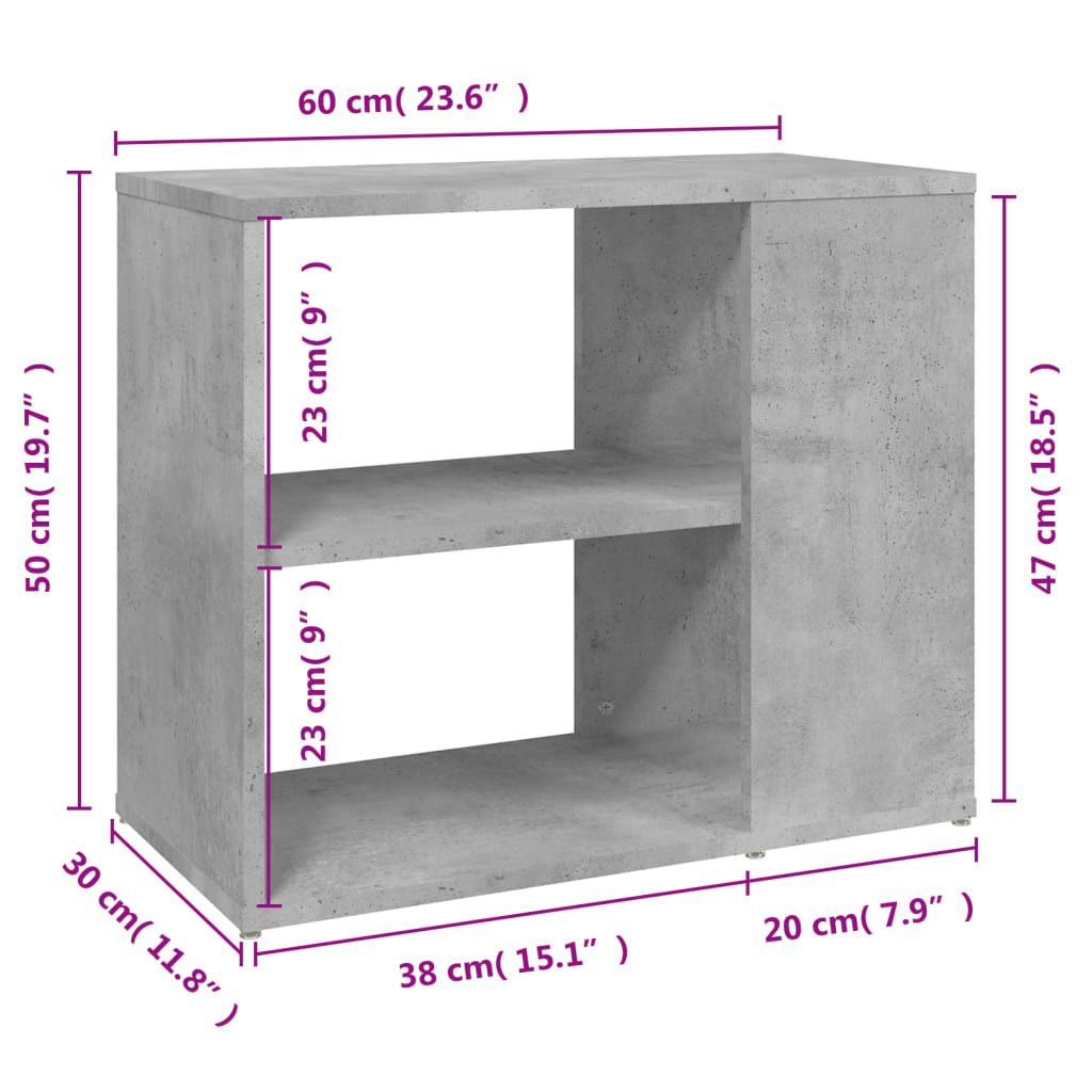 Side Cabinet Concrete Grey 60X30X50 Cm Engineered Wood