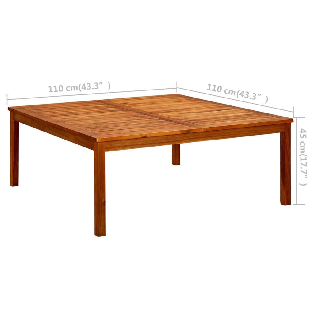 Garden Coffee Table 110X110X45 Cm Solid Acacia Wood