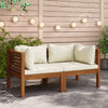 Corner Sofas 2 Pcs With Cream White Cushions Solid Acacia Wood