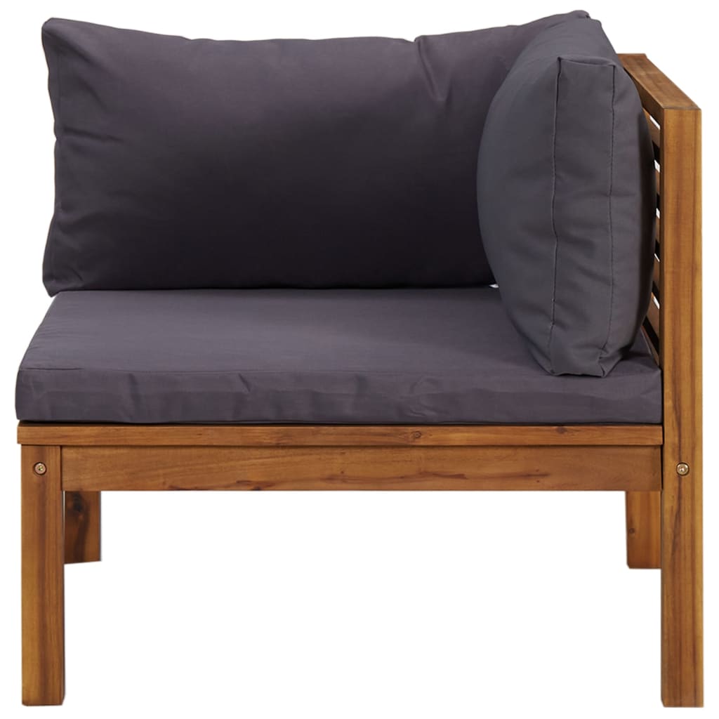 2 Piece Sofa Set With Dark Grey Cushions Solid Acacia Wood