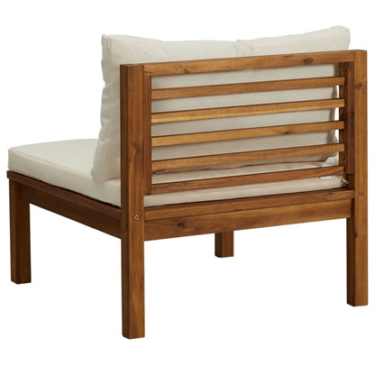 2 Piece Sofa Set With Cream White Cushions Solid Acacia Wood