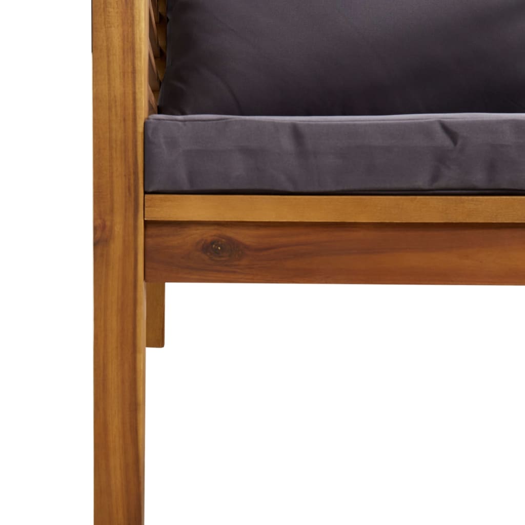 2 Piece Garden Sofa Set With Dark Grey Cushions Acacia Wood