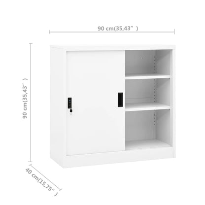 Office Cabinet With Sliding Door White 90X40X90 Cm Steel