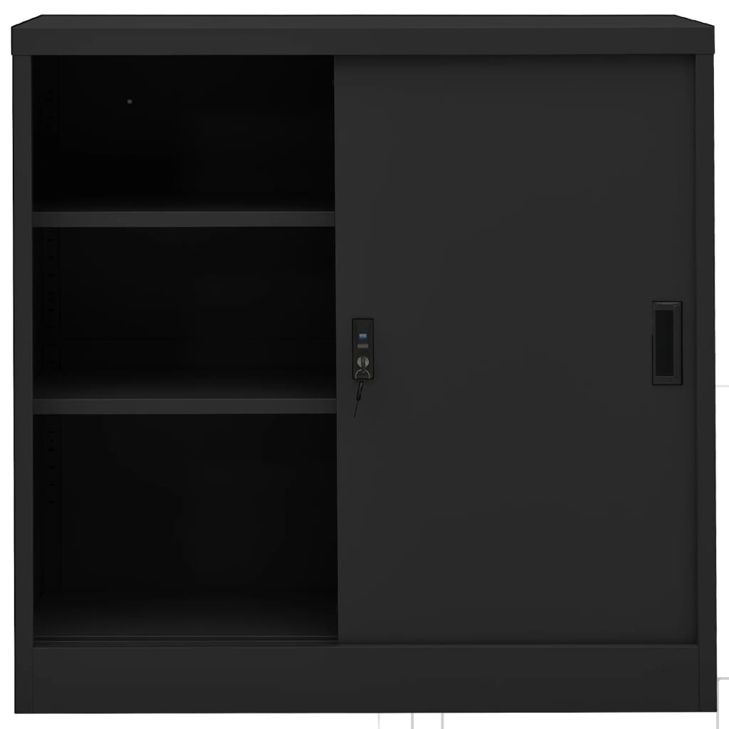 Office Cabinet With Sliding Door Anthracite 90X40X90 Cm Steel