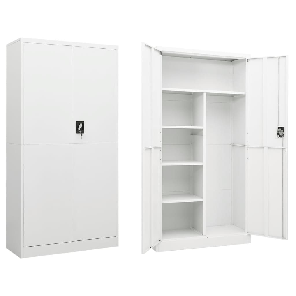 Locker Cabinet White 90X40X180 Cm Steel