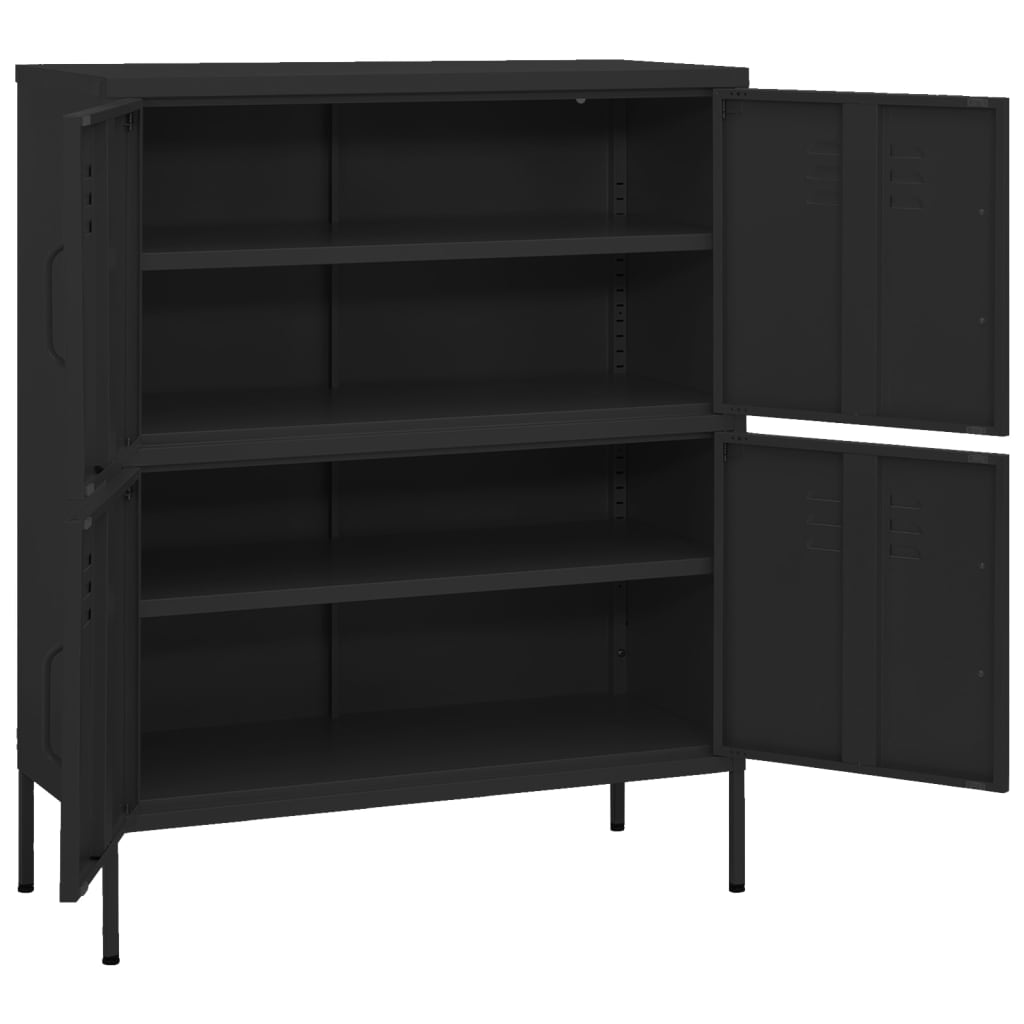 Storage Cabinet Black 80X35X101.5 Cm Steel