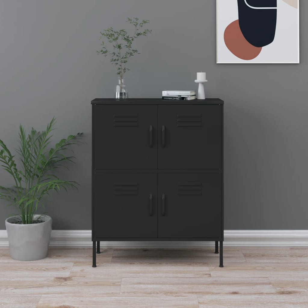 Storage Cabinet Black 80X35X101.5 Cm Steel