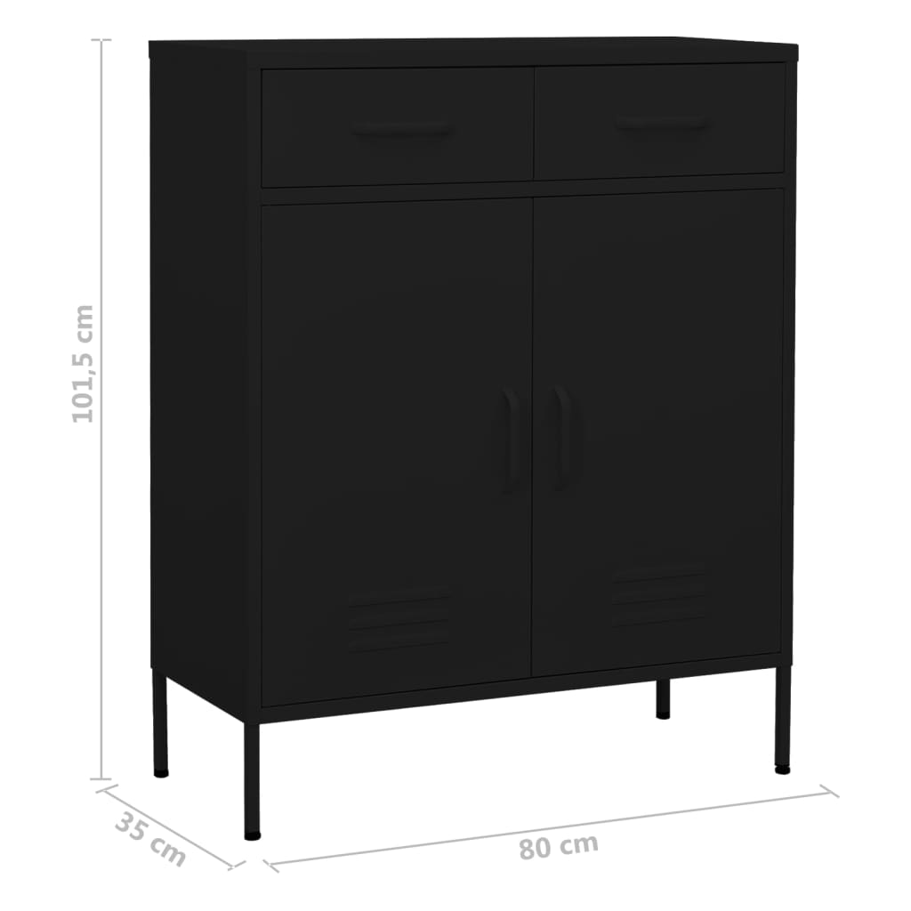 Storage Cabinet Black 80X35X101.5 Cm Steel