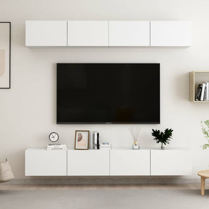 Tv Cabinets 4 Pcs White 100X30X30 Cm Engineered Wood