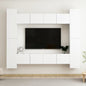 8 Piece Tv Cabinet Set White Engineered Wood