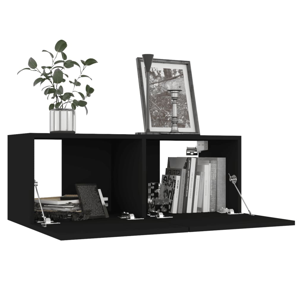 Tv Cabinets 4 Pcs Black 80X30X30 Cm Engineered Wood