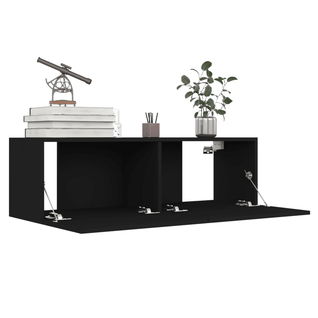 8 Piece Tv Cabinet Set Black Engineered Wood