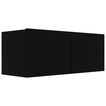 4 Piece Tv Cabinet Set Black Engineered Wood