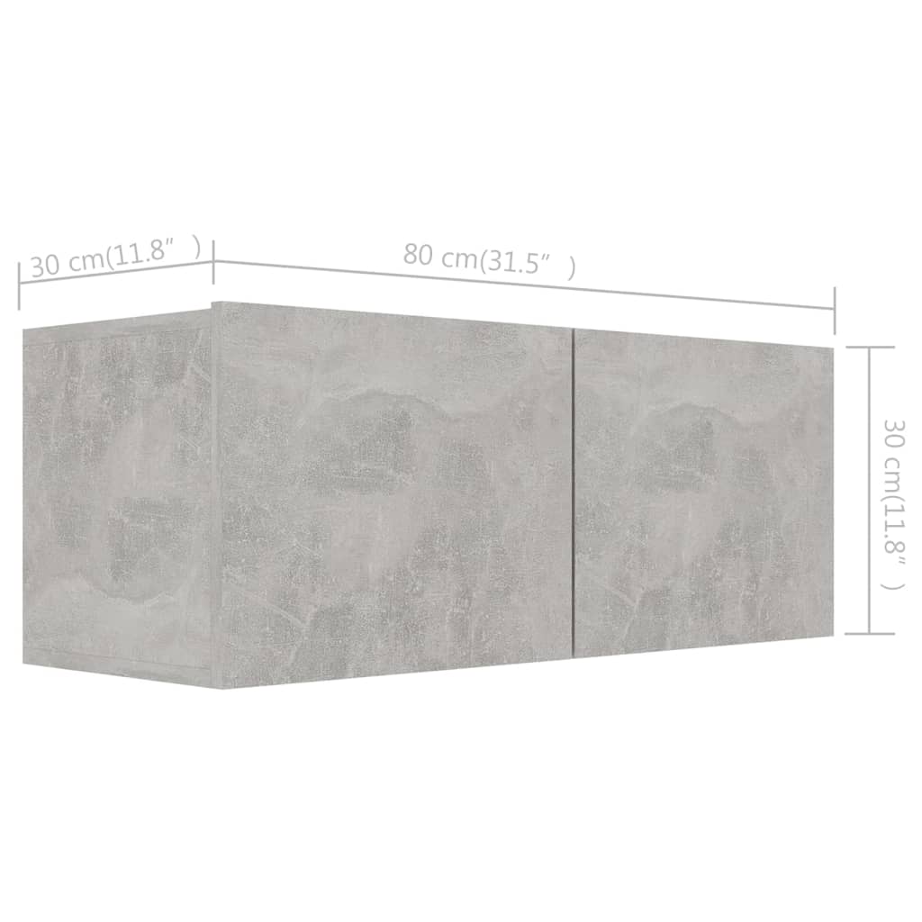 Tv Cabinets 4 Pcs Concrete Grey 80X30X30 Cm Engineered Wood