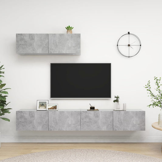 Tv Cabinets 3 Pcs Concrete Grey Engineered Wood